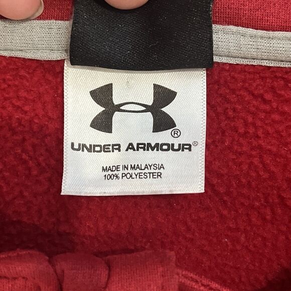Under Armour Pullover Sweatshirt Mens XL Red Burgundy Loose Fit 1/2 Zip Fleece - Picture 6 of 11